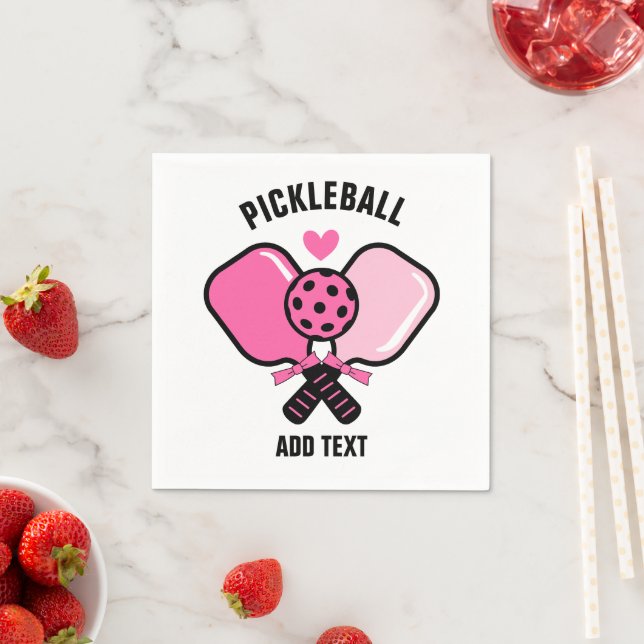 Pink Pickleball Paddle with Bow Napkins (Insitu)