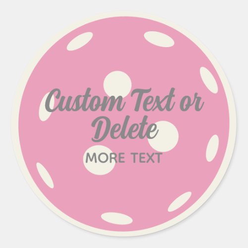Pink Pickleball Personalized Text Classic Round Sticker