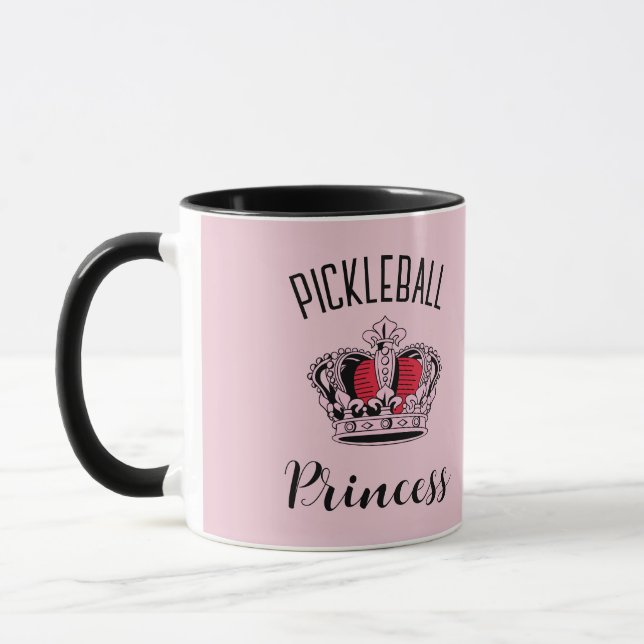 Pink Pickleball Princess Crown  Mug (Left)