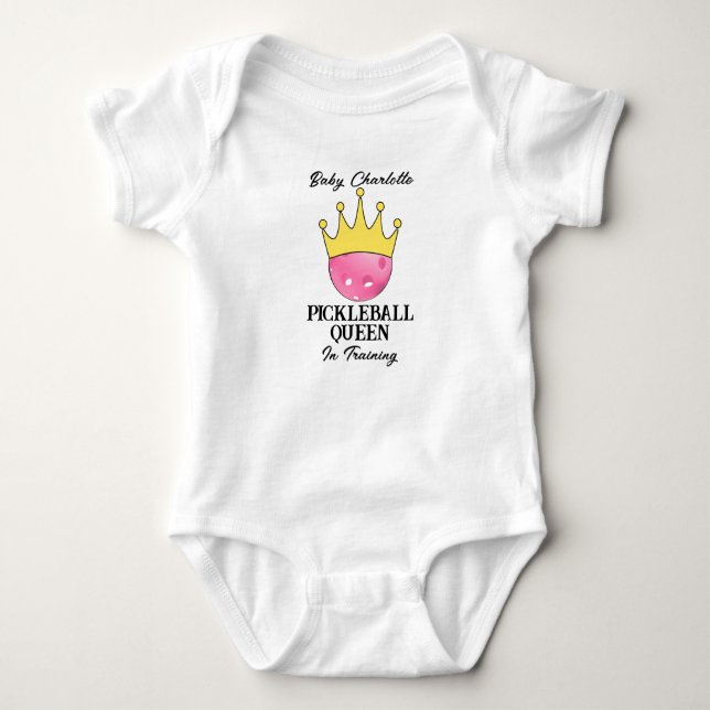 Pink Pickleball Queen in Training Baby Shower  Baby Bodysuit (Front)
