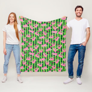 Pink pickleball sloths 🦥 fleece blanket
