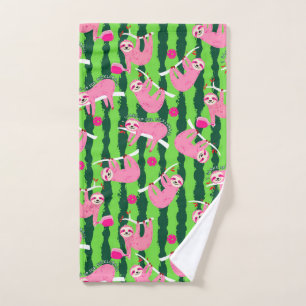 Pink pickleball sloths 🦥 hand towel 