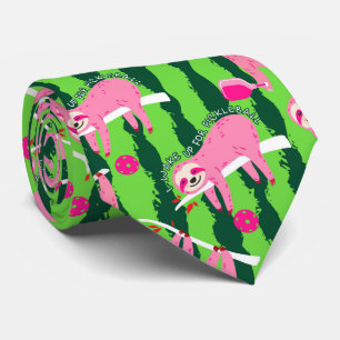 Pink pickleball sloths 🦥 neck tie