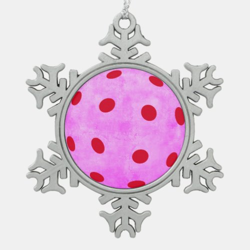 Pink Pickleball Snowflake Pewter Christmas Ornament