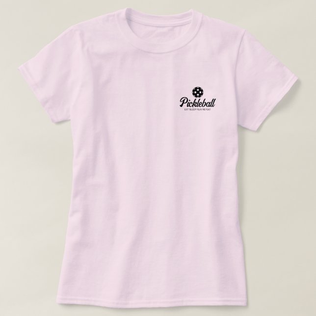 Pink pickleball t shirts for ladies double team (Design Front)