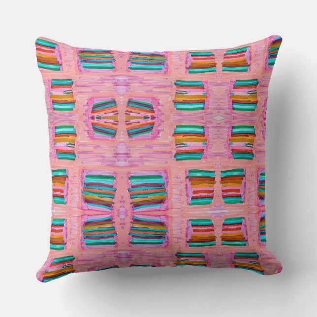 Pink Picnic Throw Pillow (Back)