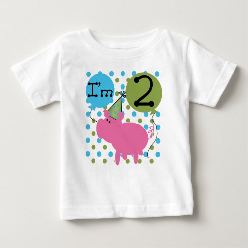 Pink Pig 2nd Birthday Baby T_Shirt