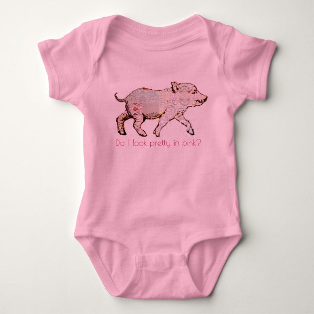 Pink Pig and Butterflies Baby Bodysuit (Front)