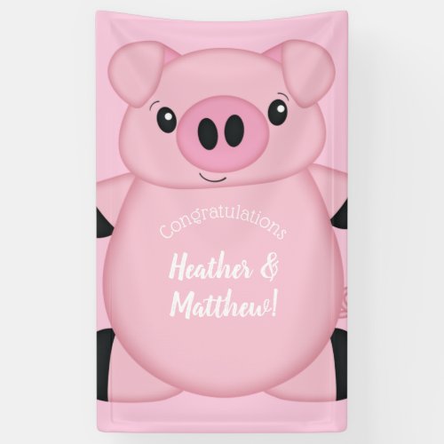 Pink Pig Baby Shower Banner