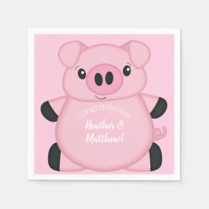 Pink Pig Baby Shower Napkins
