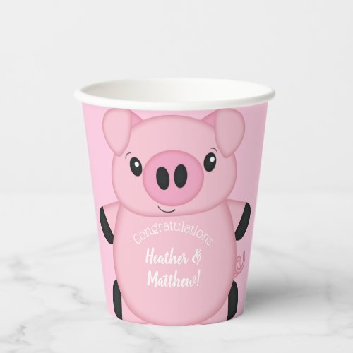 Pink Pig Baby Shower Paper Cups