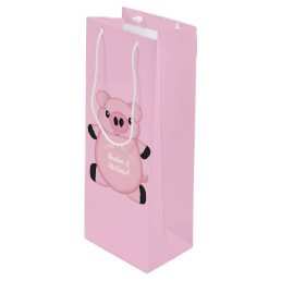 Pink Pig Baby Shower Wine Gift Bag
