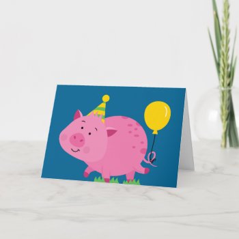 Pink Pig Birthday Card by ThePigPen at Zazzle