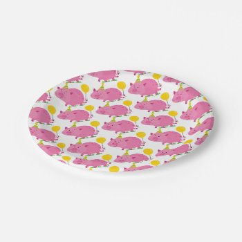 Pink Pig Birthday Paper Plates by ThePigPen at Zazzle