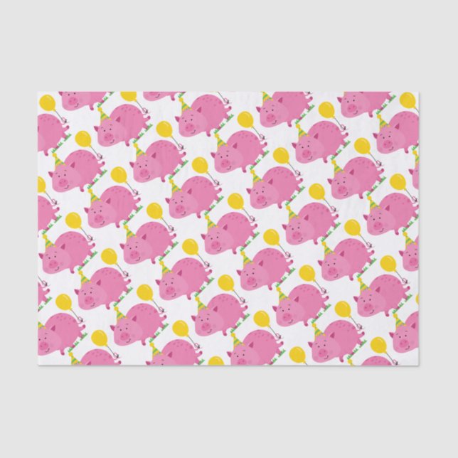 Pink Pig Birthday Tissue Paper (Front)