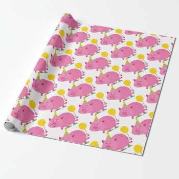 Pink Pig Birthday Wrapping Paper by ThePigPen at Zazzle