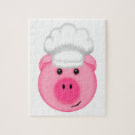 Pink Pig Chef Jigsaw Puzzle<br><div class="desc">A cute pink pig in a chef's hat</div>