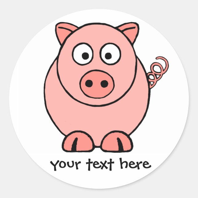 Pink Pig Classic Round Sticker (Front)