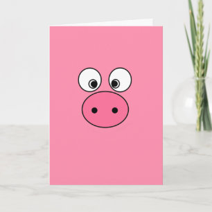 Pink Pig Face Card