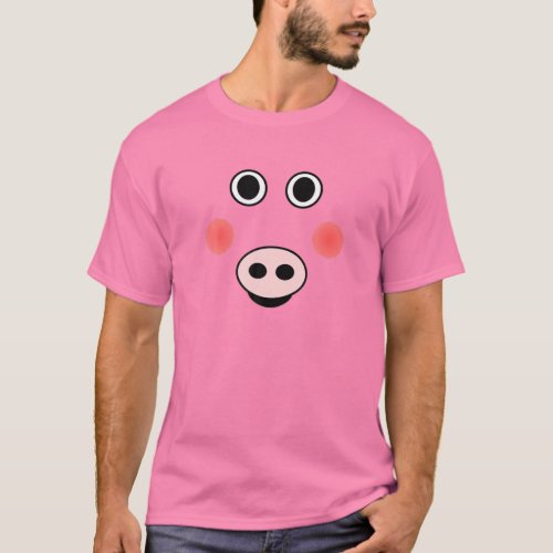 Pink Pig Face Costume Hog Piggy Ears Tail Nose Oin T_Shirt