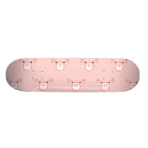 Pink Pig Face Repeating Pattern Skateboard Deck