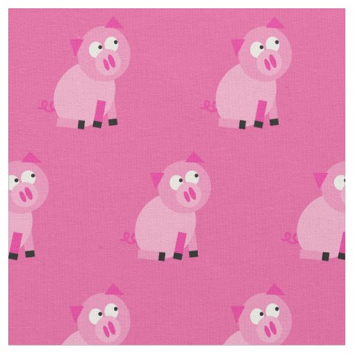 Pink Pig Farm Animal Fabric