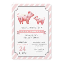 Pink Pig Farm Girl baby shower Invitation