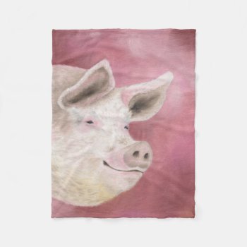 Pink Pig Fleece by PainterPlace at Zazzle
