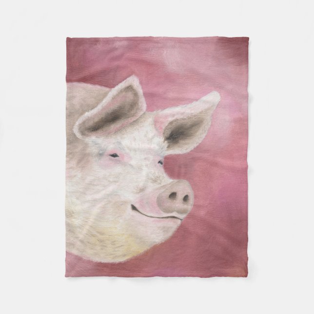 Pink Pig fleece Blanket (Front)