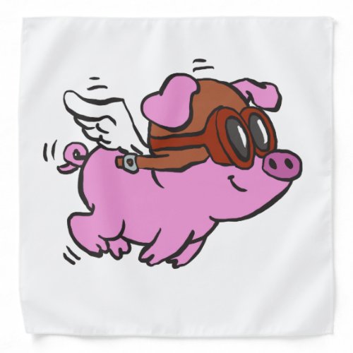 Pink pig flying cartoon  choose background color bandana