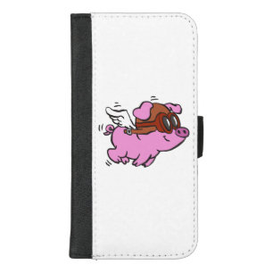 Pink pig flying cartoon choose background color iPhone 8/7 plus wallet case