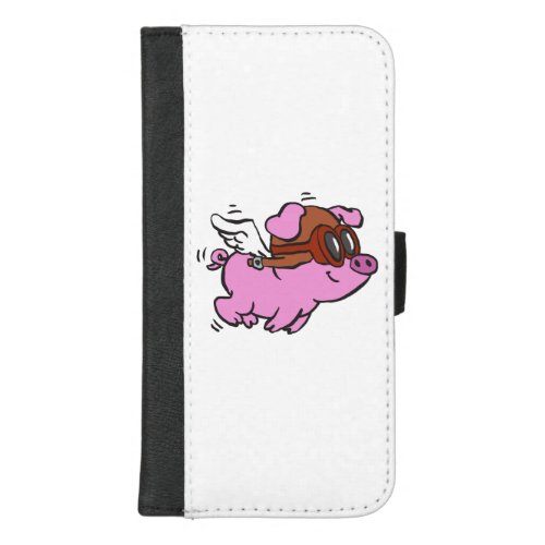 Pink pig flying cartoon  choose background color iPhone 87 plus wallet case