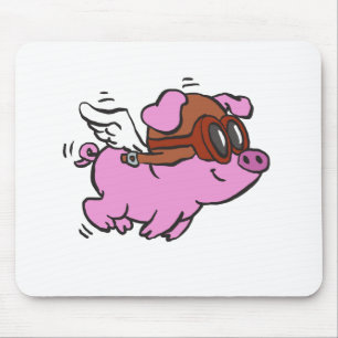 Pink pig flying cartoon   choose background color mouse pad