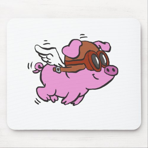 Pink pig flying cartoon  choose background color mouse pad