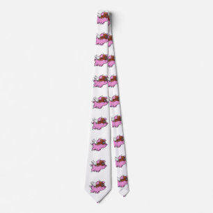 Pink pig flying cartoon choose background color neck tie