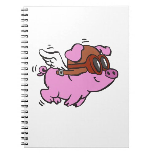 Pink pig flying cartoon  choose background color notebook