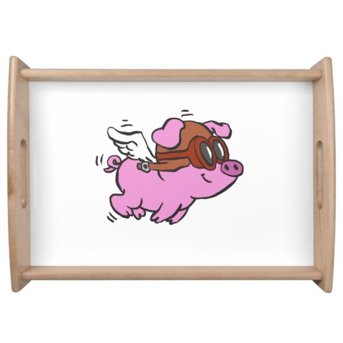 Pink pig flying cartoon  choose background color serving tray