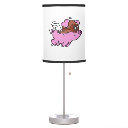 Pink pig flying cartoon  choose background color table lamp