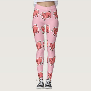 pink pig funny cartoon leggings