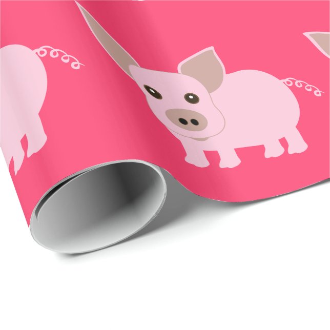 Pink Pig Gift Wrapping Paper (Roll Corner)