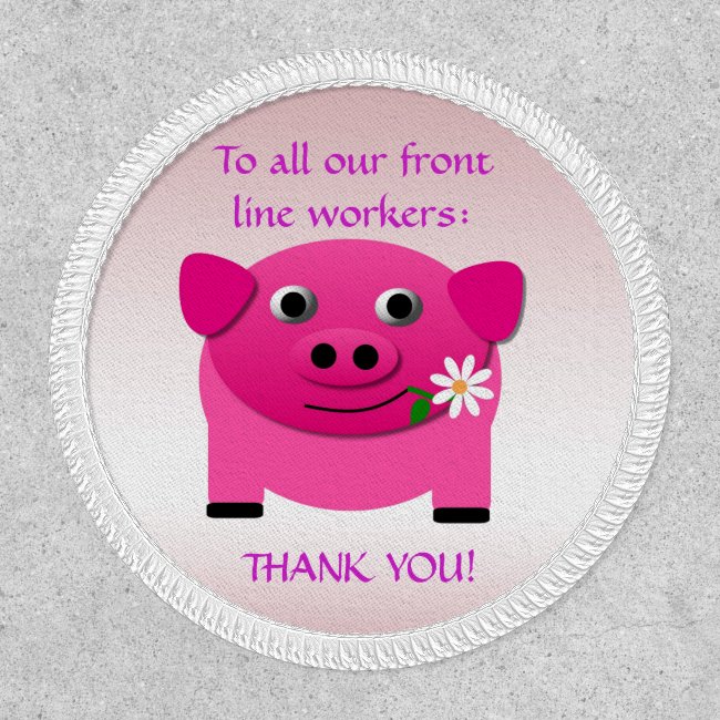 Pink Pig Gives Flower to Frontline Workers Patch