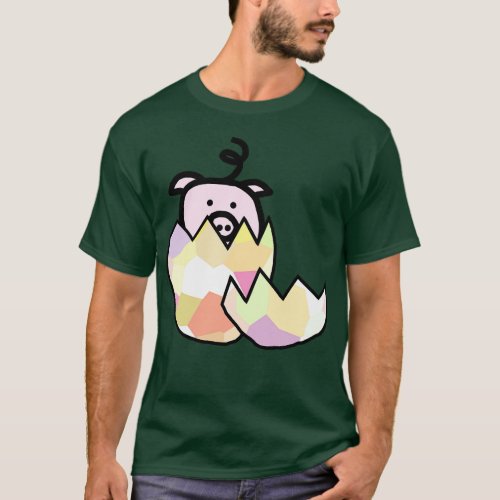 Pink Pig Hatching from Easter Egg T_Shirt