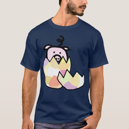 Pink Pig Hatching from Easter Egg T_Shirt