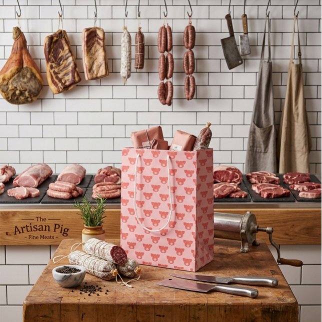 Pink Pig Head Silhouette Farm Paper Bag (Creator Uploaded)