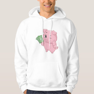 Pink Pig Holding Cash Giving Thumbs Up Hoodie