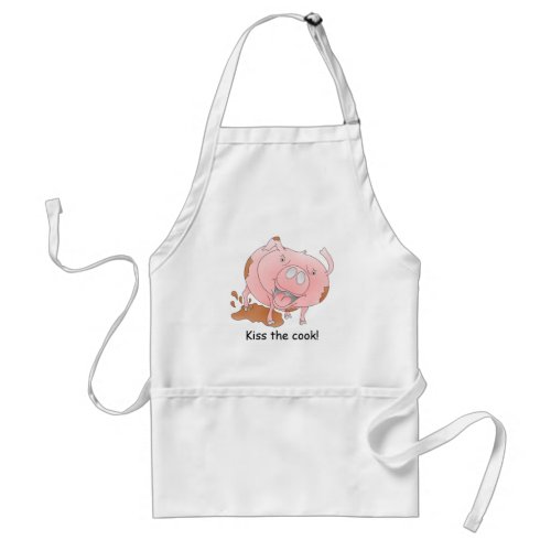 Pink pig KISS THE COOK Adult Apron