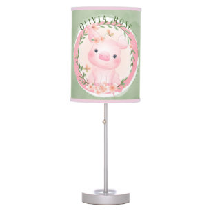 Pink Pig of Cuteness Baby Girl Custom Table Lamp