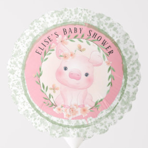 Pink Pig of Cuteness Girl Baby Shower Custom Balloon