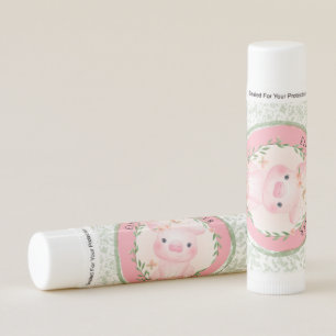 Pink Pig of Cuteness Girl Baby Shower Custom Lip Balm