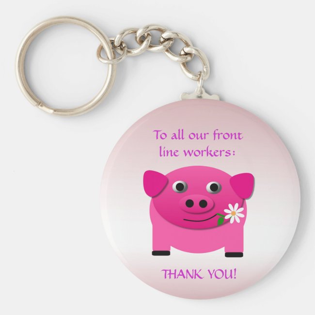 Pink Pig Offers a Flower to Front Line Workers